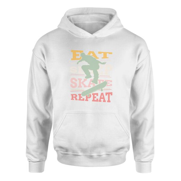 Eat Sleep Skate Repeat Hoodie S - Beyaz