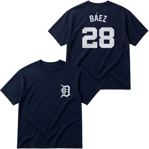 Javier Baez 28 Detroit Tigers Jersey Oversize Tişört M - İndigo Mavisi