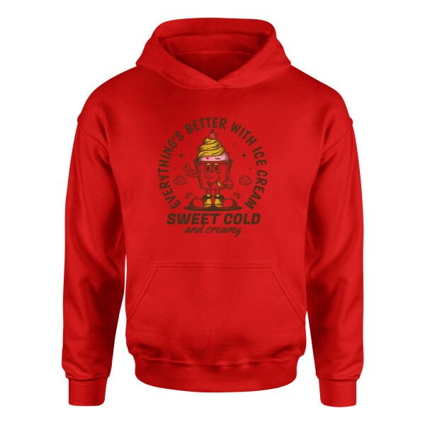 Everything’s Better With Ice Cream Hoodie M - Kırmızı