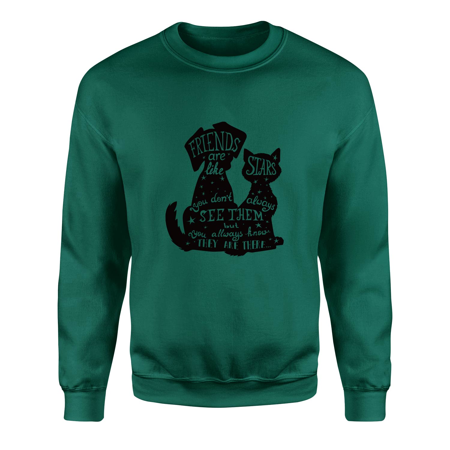 Friends are Like Stars Sweatshirt M - Nefti Yeşili