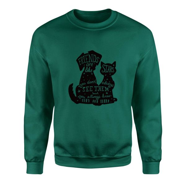 Friends are Like Stars Sweatshirt M - Nefti Yeşili