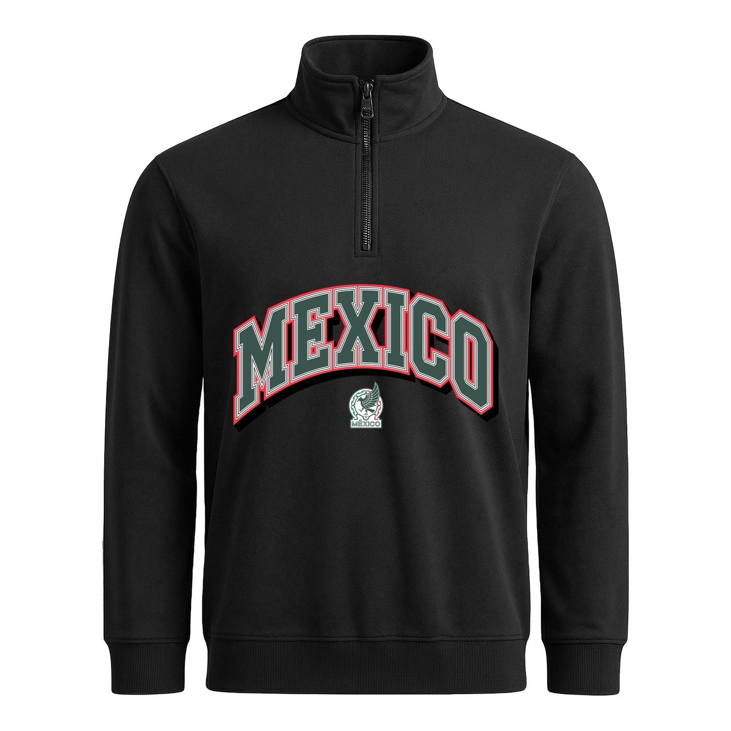 Meksika 2026 Varsity Yarım Fermuarlı Sweatshirt M - Siyah