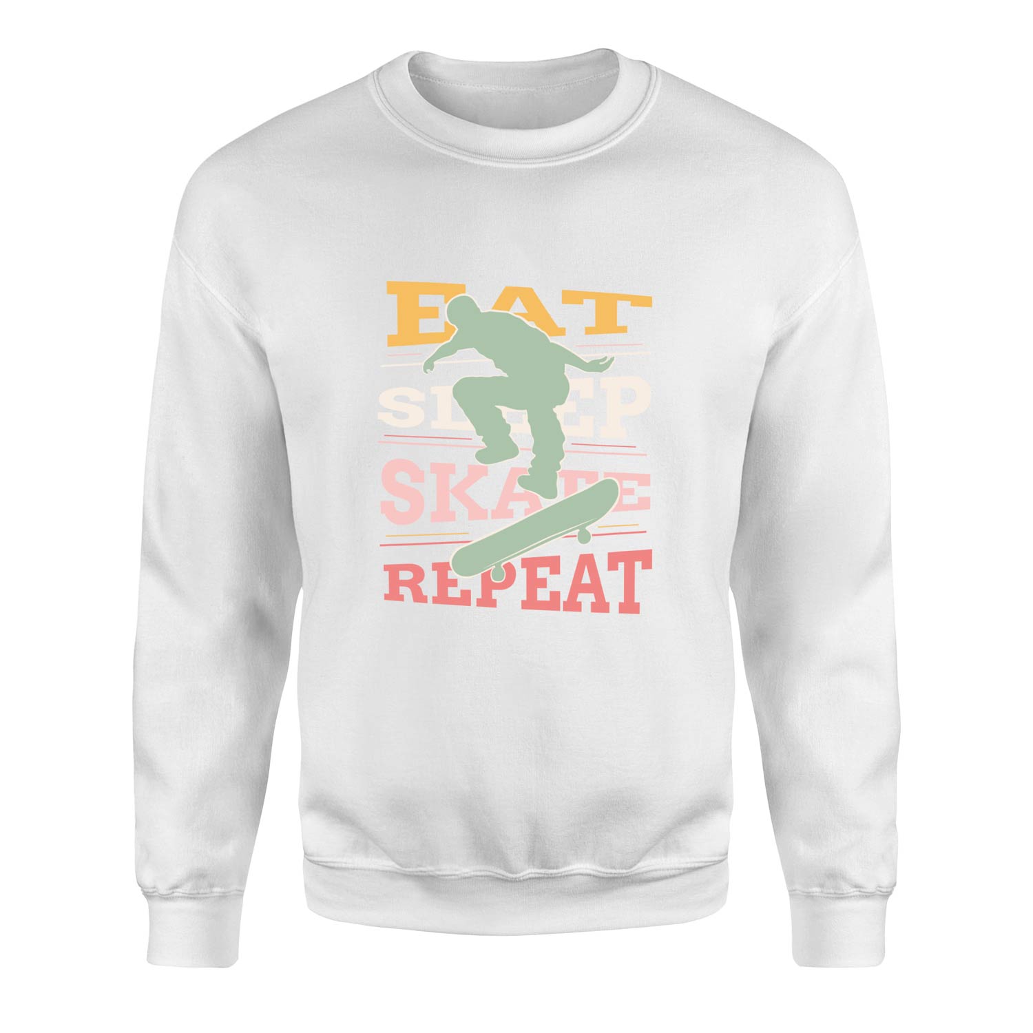 Eat Sleep Skate Repeat Sweatshirt XL - Beyaz