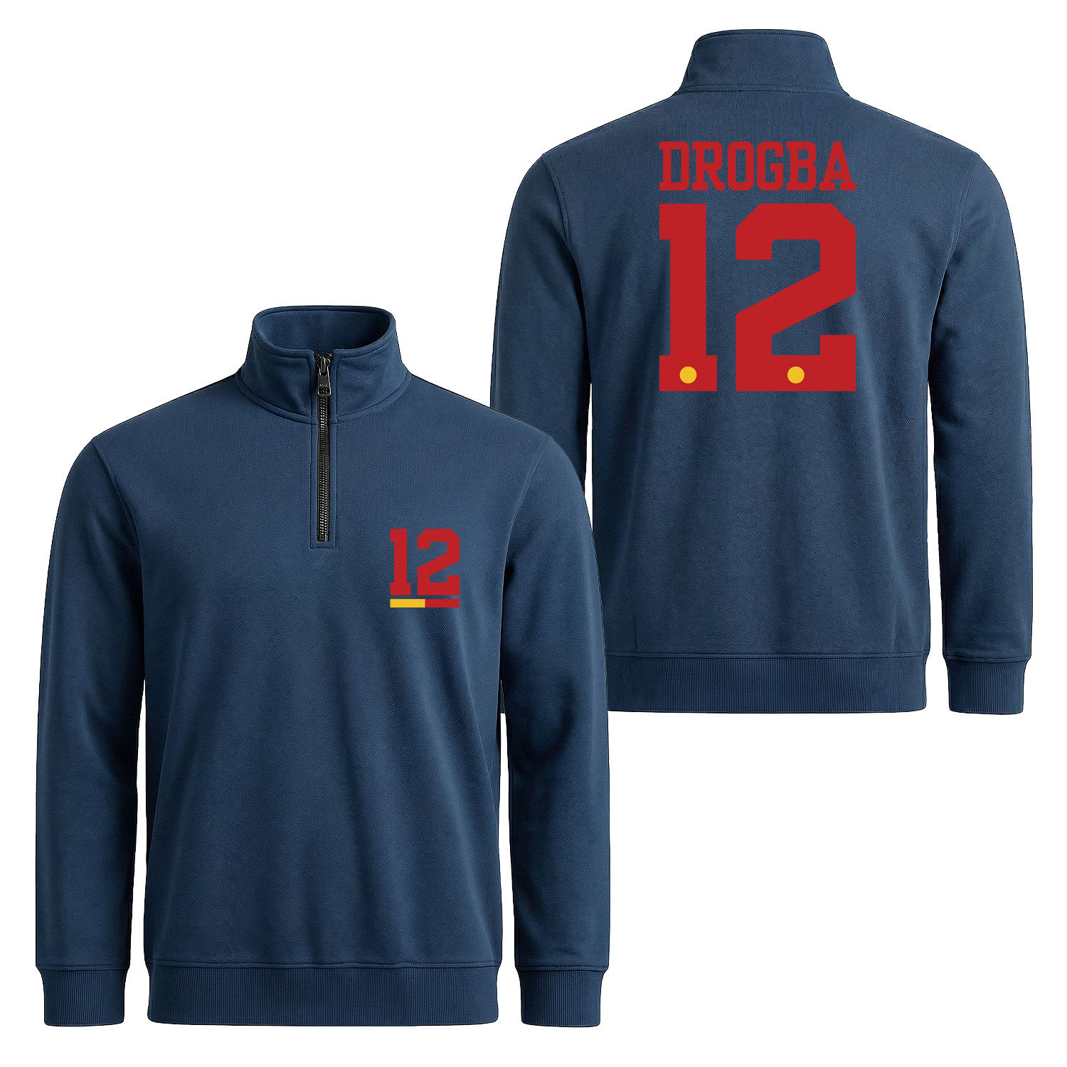Didier Drogba Forma Yarım Fermuarlı Sweatshirt L - İndigo Mavisi