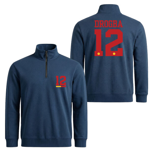 Didier Drogba Forma Yarım Fermuarlı Sweatshirt XL - İndigo Mavisi