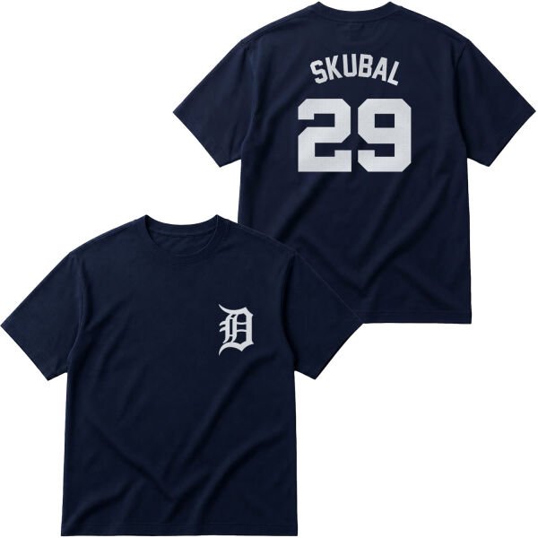 Tarik Skubal 29 Detroit Tigers Jersey Oversize Tişört L - İndigo Mavisi