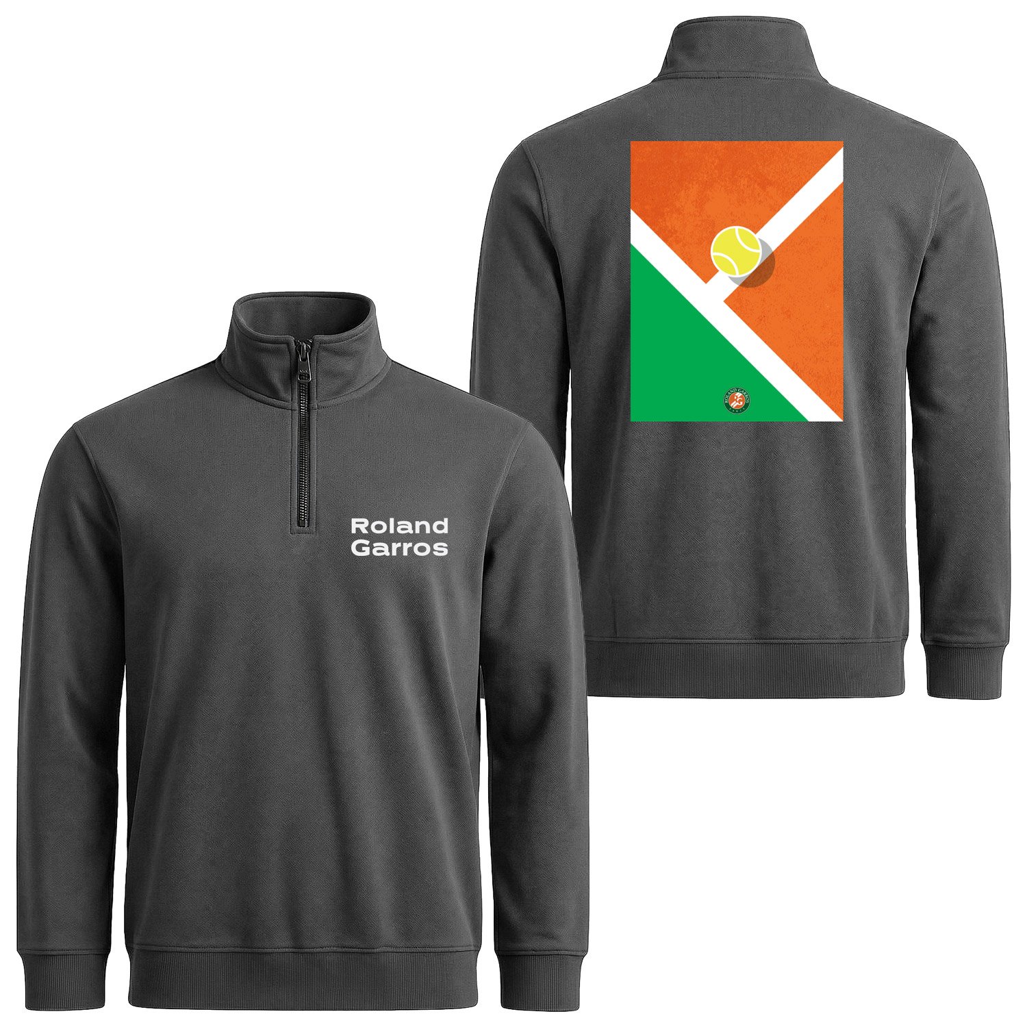 Roland Garros SE Yarım Fermuarlı Sweatshirt XXL - Füme