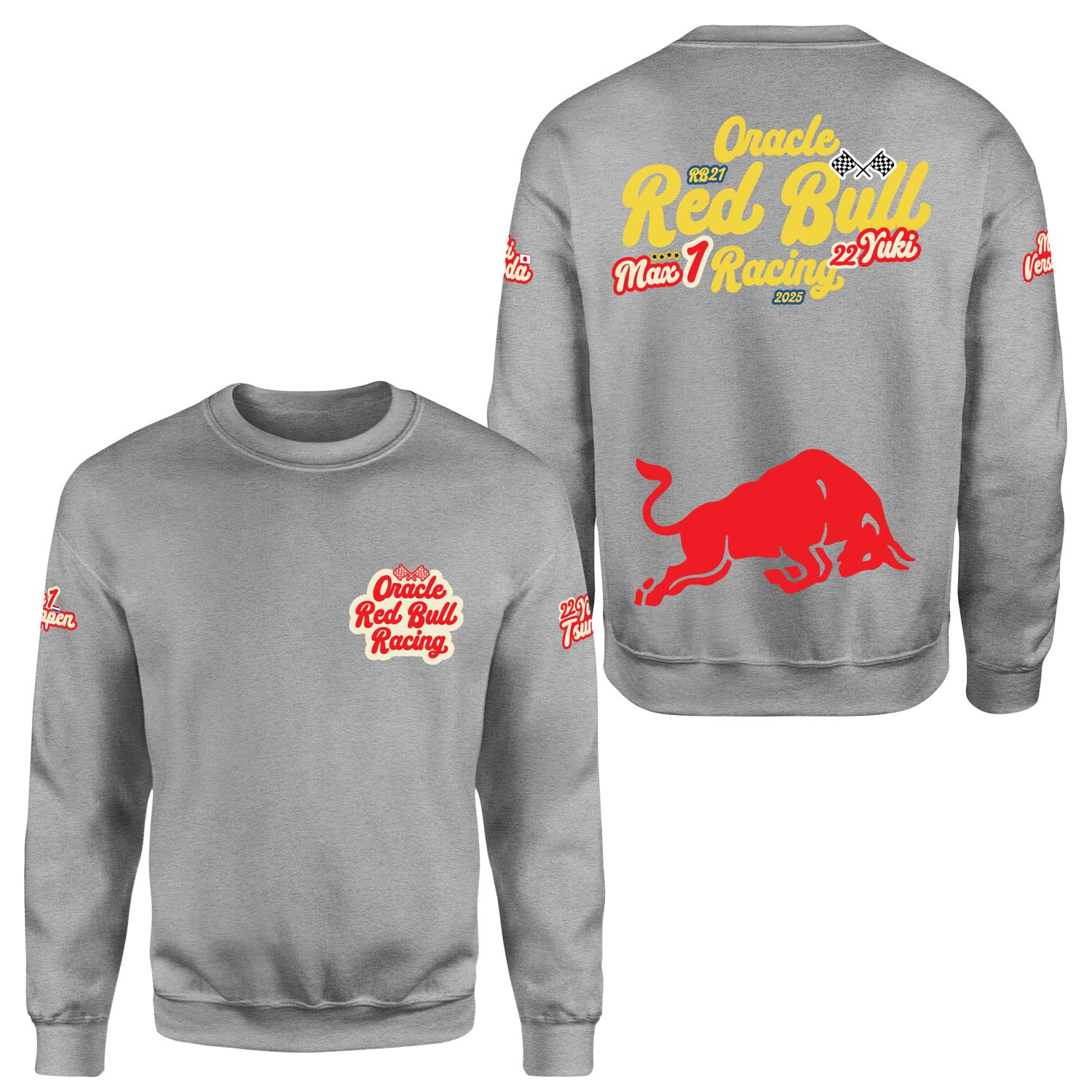 Oracle Red Bull Racing 2025 Max & Yuki Fan Edition Sweatshirt XL - Gri