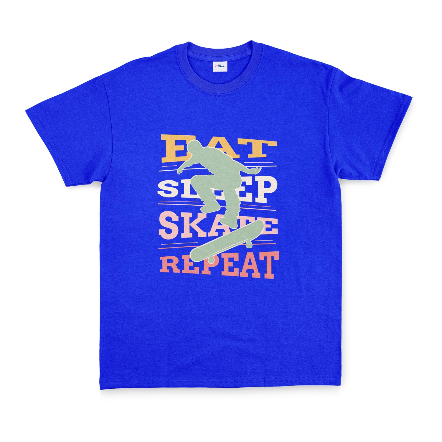 Eat Sleep Skate Repeat Tişört XL - Mavi