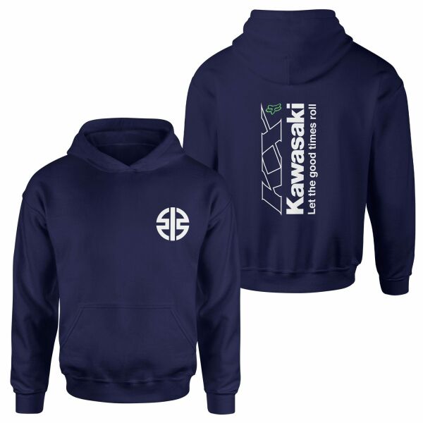 Kawasaki KX FOX Let The Good Times Roll Hoodie M - İndigo Mavisi