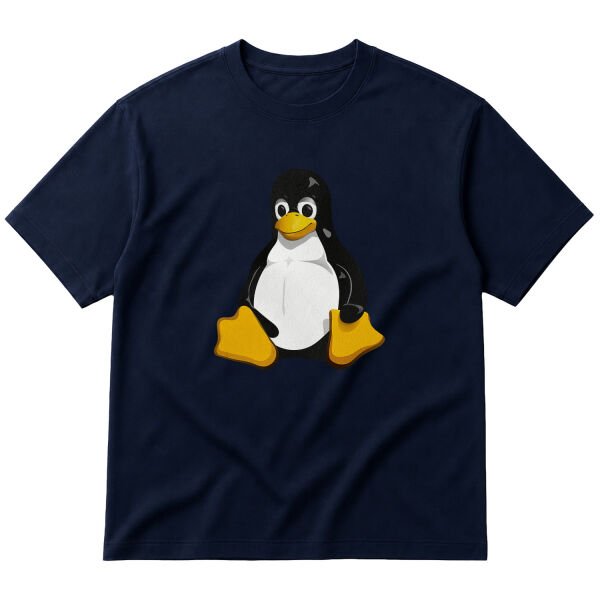 Linux Tux Oversize Tişört S - İndigo Mavisi