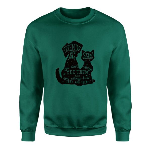 Friends are Like Stars Sweatshirt XL - Nefti Yeşili