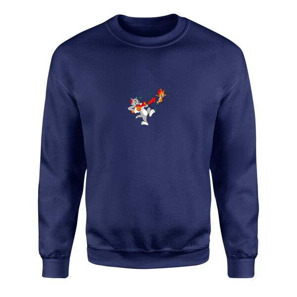 Tom vs Jerry Sweatshirt S - İndigo Mavisi