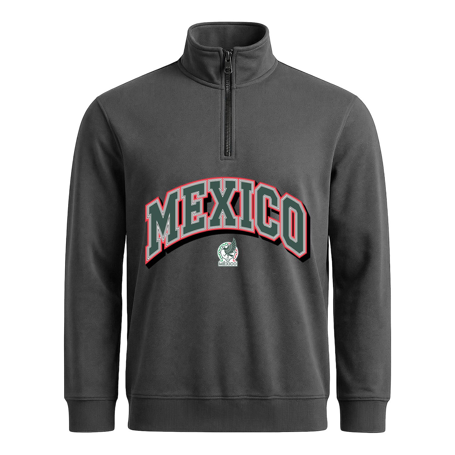 Meksika 2026 Varsity Yarım Fermuarlı Sweatshirt XXL - Füme