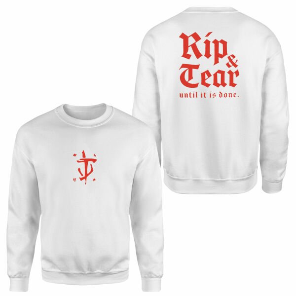 RIP & TEAR | DOOM Sweatshirt XL - Beyaz