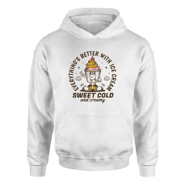 Everything’s Better With Ice Cream Hoodie L - Beyaz