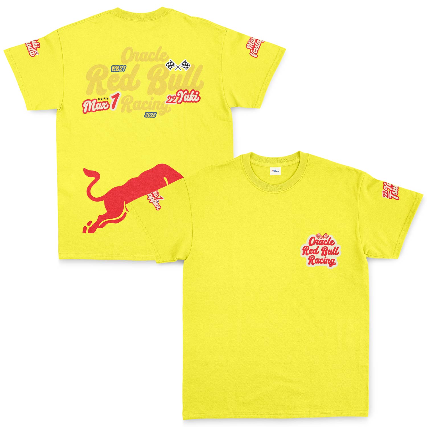 Oracle Red Bull Racing 2025 Max & Yuki Fan Edition Tişört M - Sarı