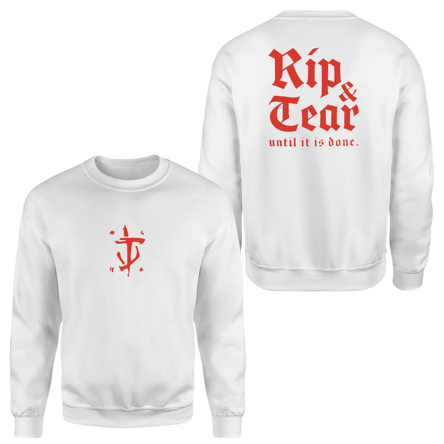 RIP & TEAR | DOOM Sweatshirt XXL - Beyaz