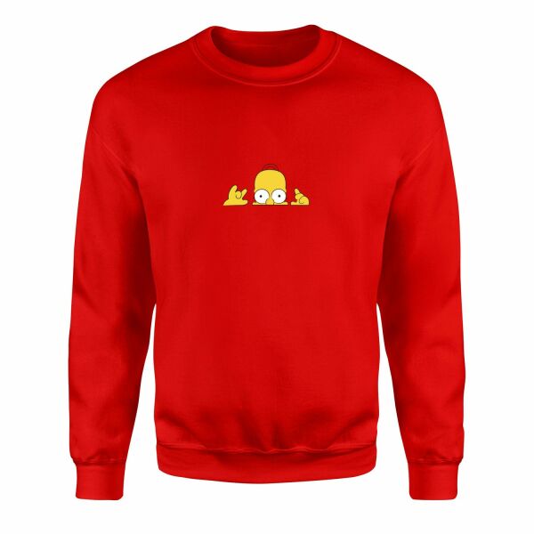 Homer Simpson, Lazy Genius | The Simpsons Sweatshirt L - Kırmızı