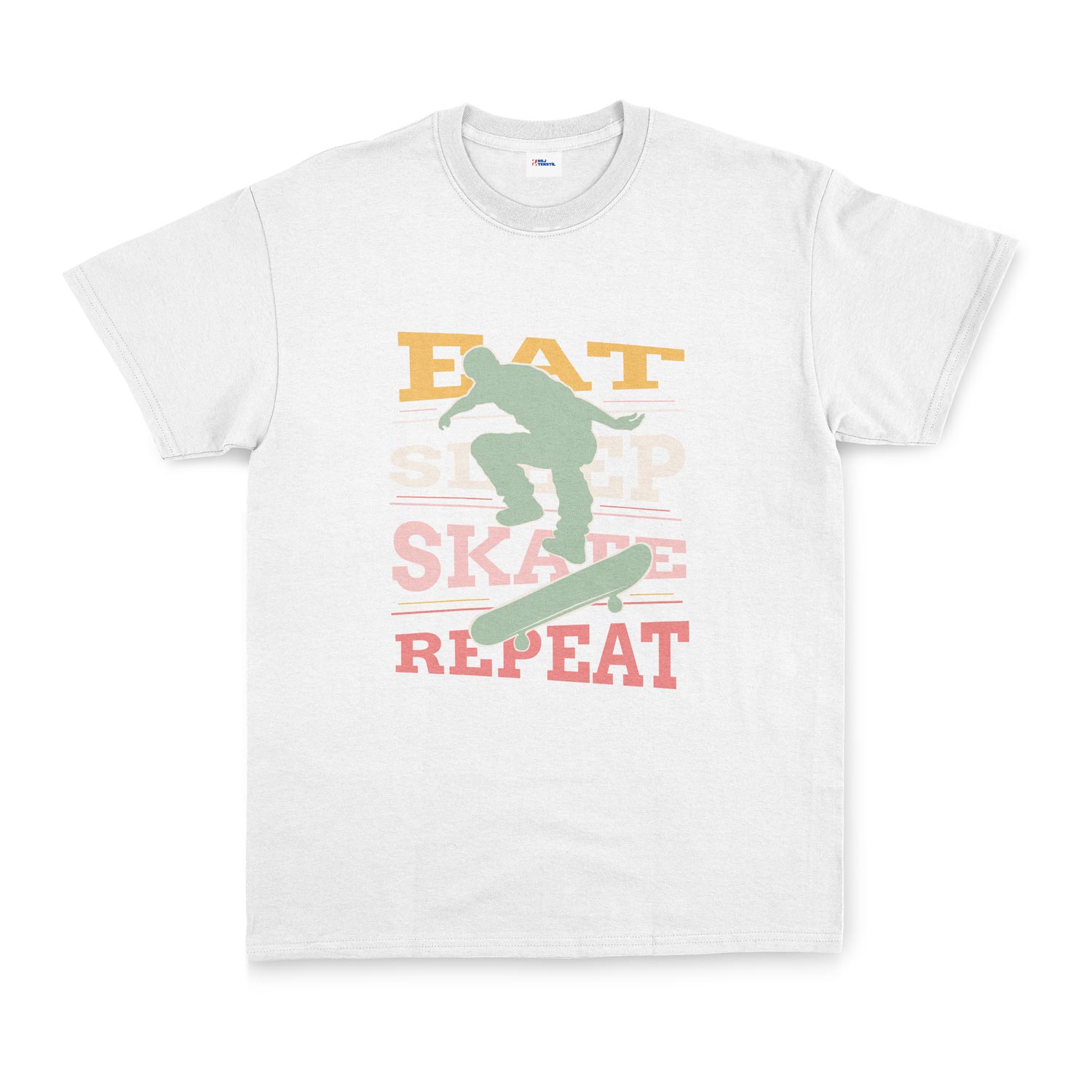 Eat Sleep Skate Repeat Tişört XXL - Beyaz