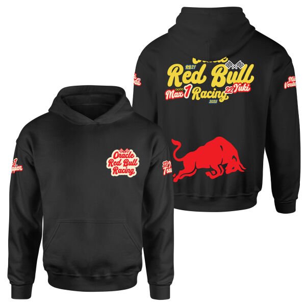 Oracle Red Bull Racing 2025 Max & Yuki Fan Edition Hoodie L - Siyah