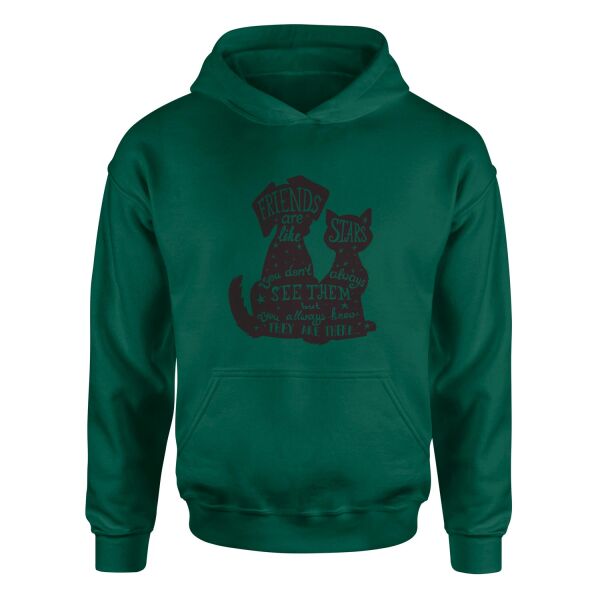 Friends are Like Stars Hoodie M - Nefti Yeşili