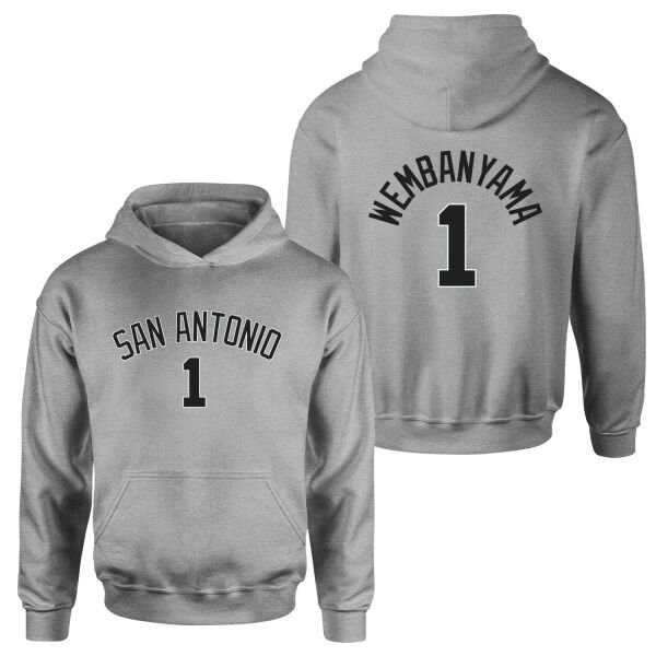 Victor Wembanyama 1 San Antonio Forma Hoodie M - Gri