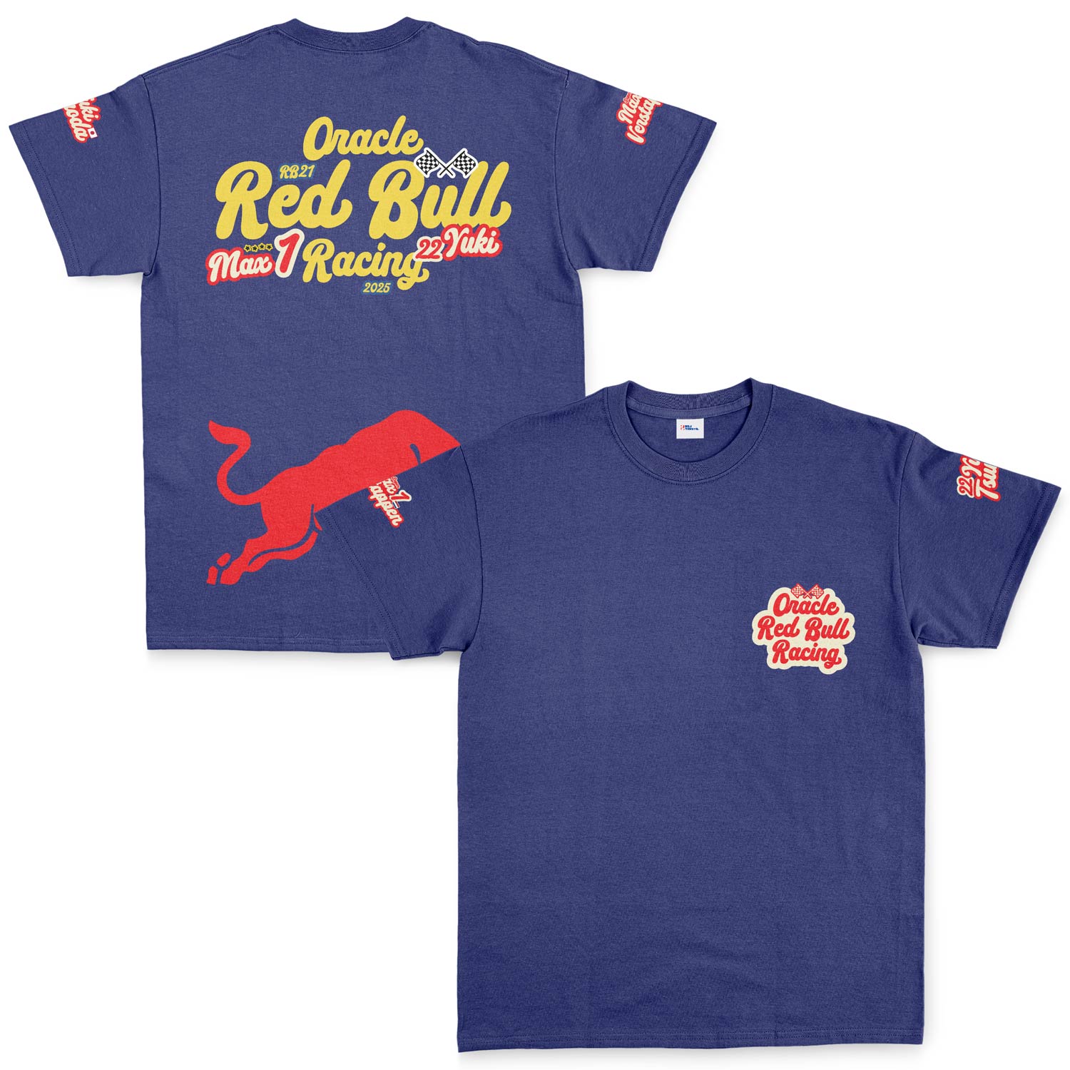 Oracle Red Bull Racing 2025 Max & Yuki Fan Edition Tişört L - İndigo Mavisi | OUTLET