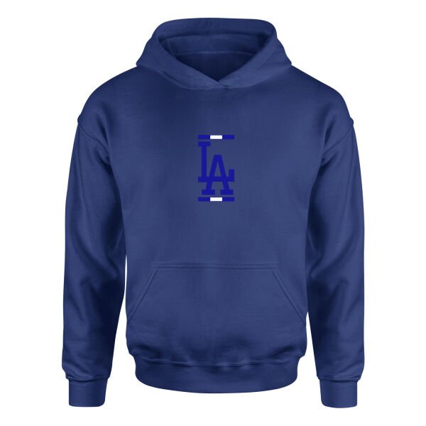 LA Blue White Hoodie XL - İndigo Mavisi