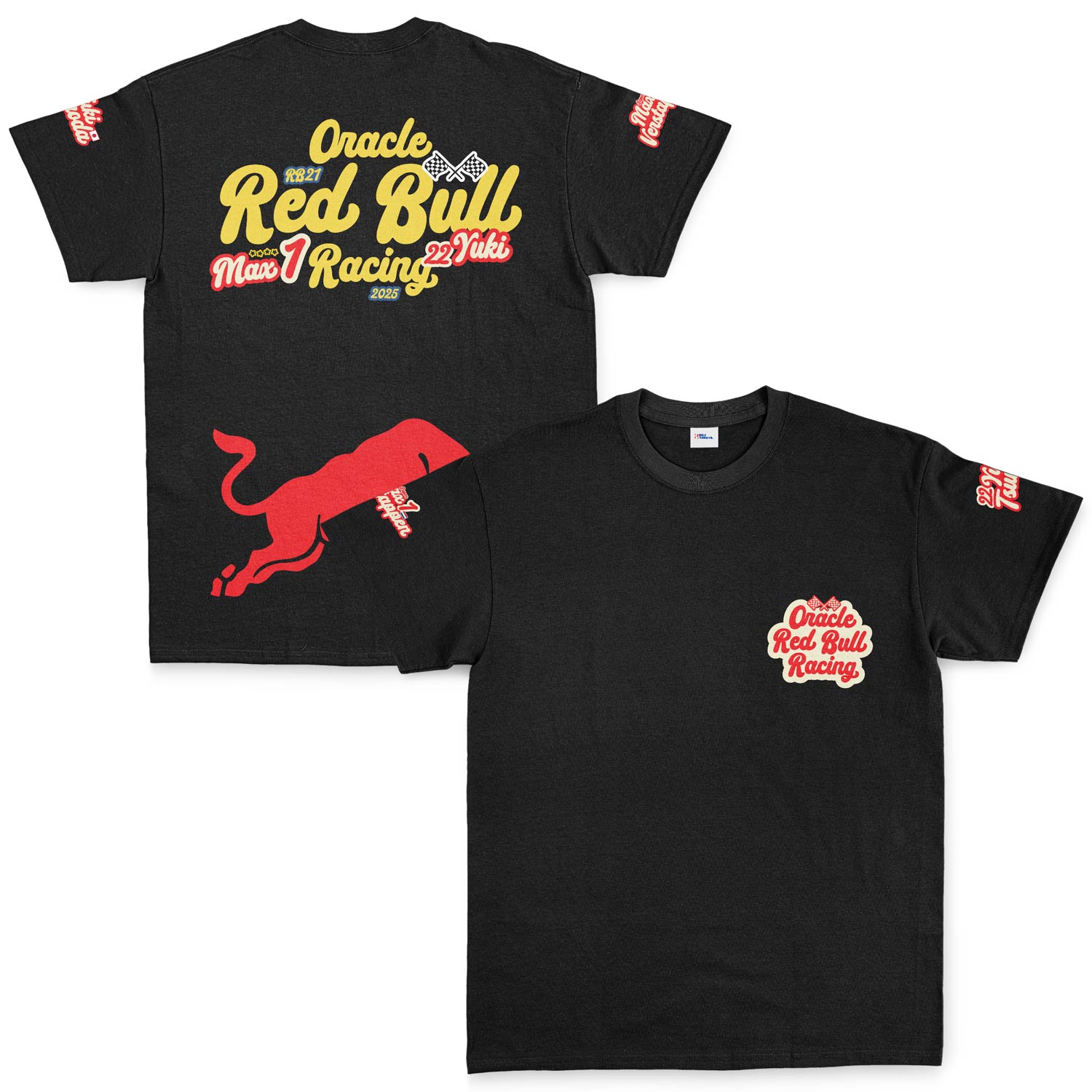 Oracle Red Bull Racing 2025 Max & Yuki Fan Edition Tişört S - Siyah