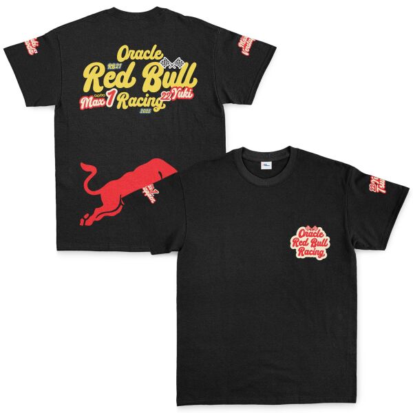 Oracle Red Bull Racing 2025 Max & Yuki Fan Edition Tişört S - Siyah