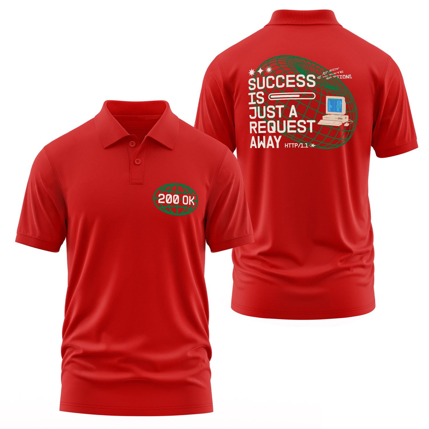 HTTP 200 OK: Success Is Just A Request Away Polo Tişört M - Kırmızı