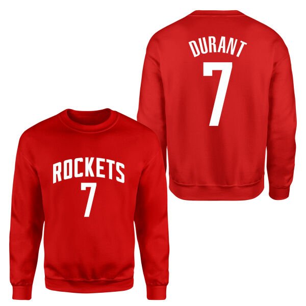 Kevin Durant 7 Rockets Jersey Sweatshirt L - Kırmızı