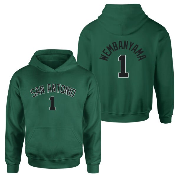 Victor Wembanyama 1 San Antonio Forma Hoodie S - Nefti Yeşili