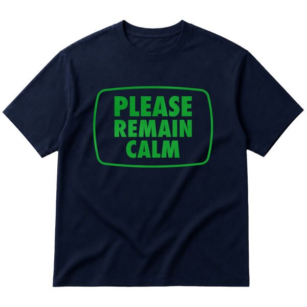 Please Remain Calm | Fallout Oversize Tişört S - İndigo Mavisi
