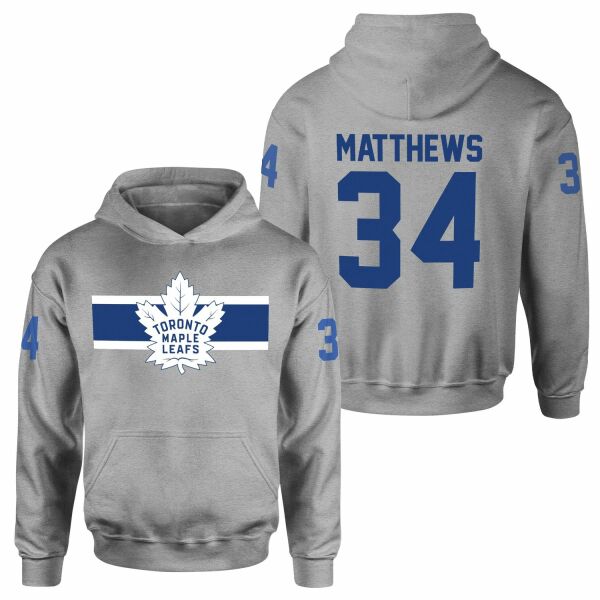 Auston Matthews Toronto Maple Leafs B NHL Jersey Hoodie L - Gri