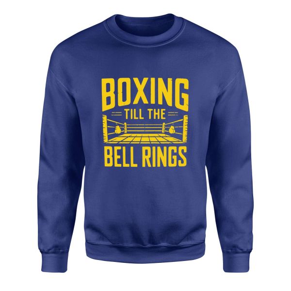Boxing Till The Bell Rings Sweatshirt M - İndigo Mavisi
