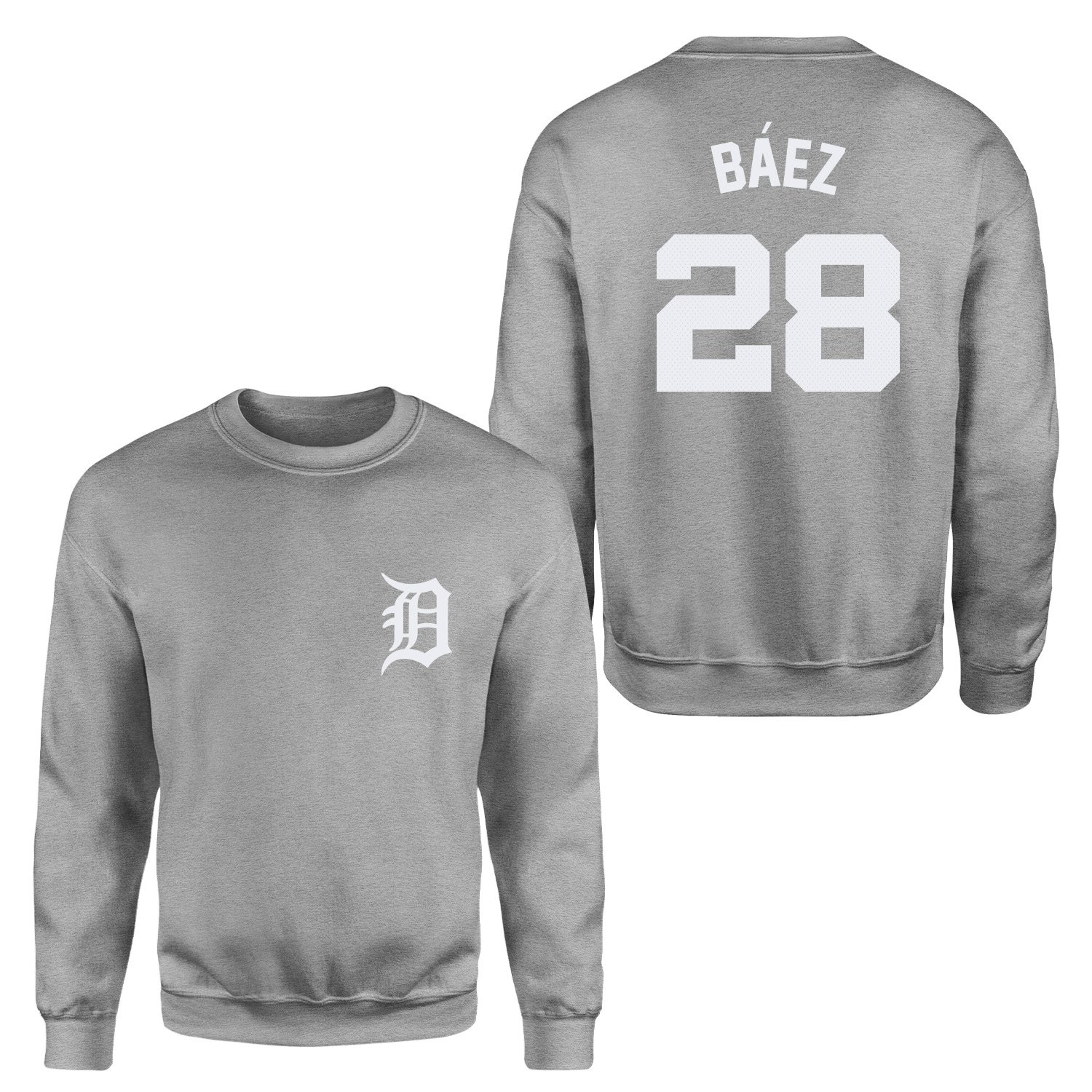 Javier Baez 28 Detroit Tigers Jersey Sweatshirt S - Gri