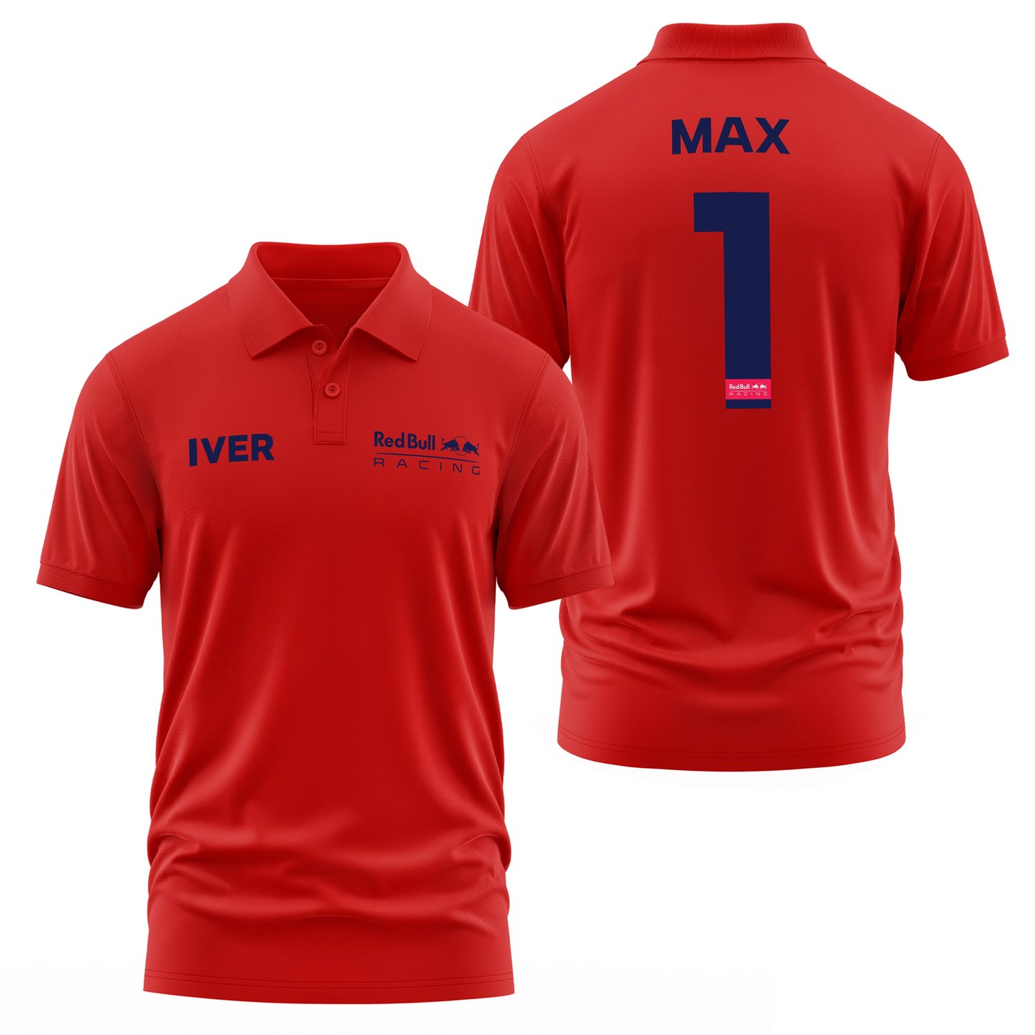 Max Verstappen Red Bull Racing Blue #1 Polo Tişört XXL - Kırmızı