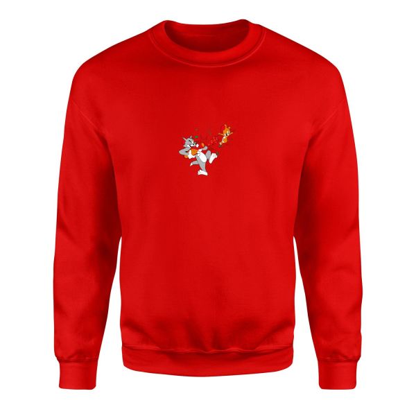 Tom vs Jerry Sweatshirt S - Kırmızı