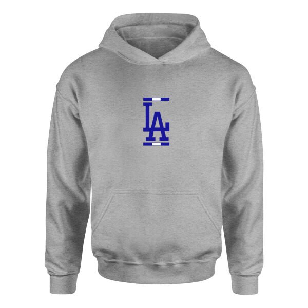 LA Blue White Hoodie M - Gri