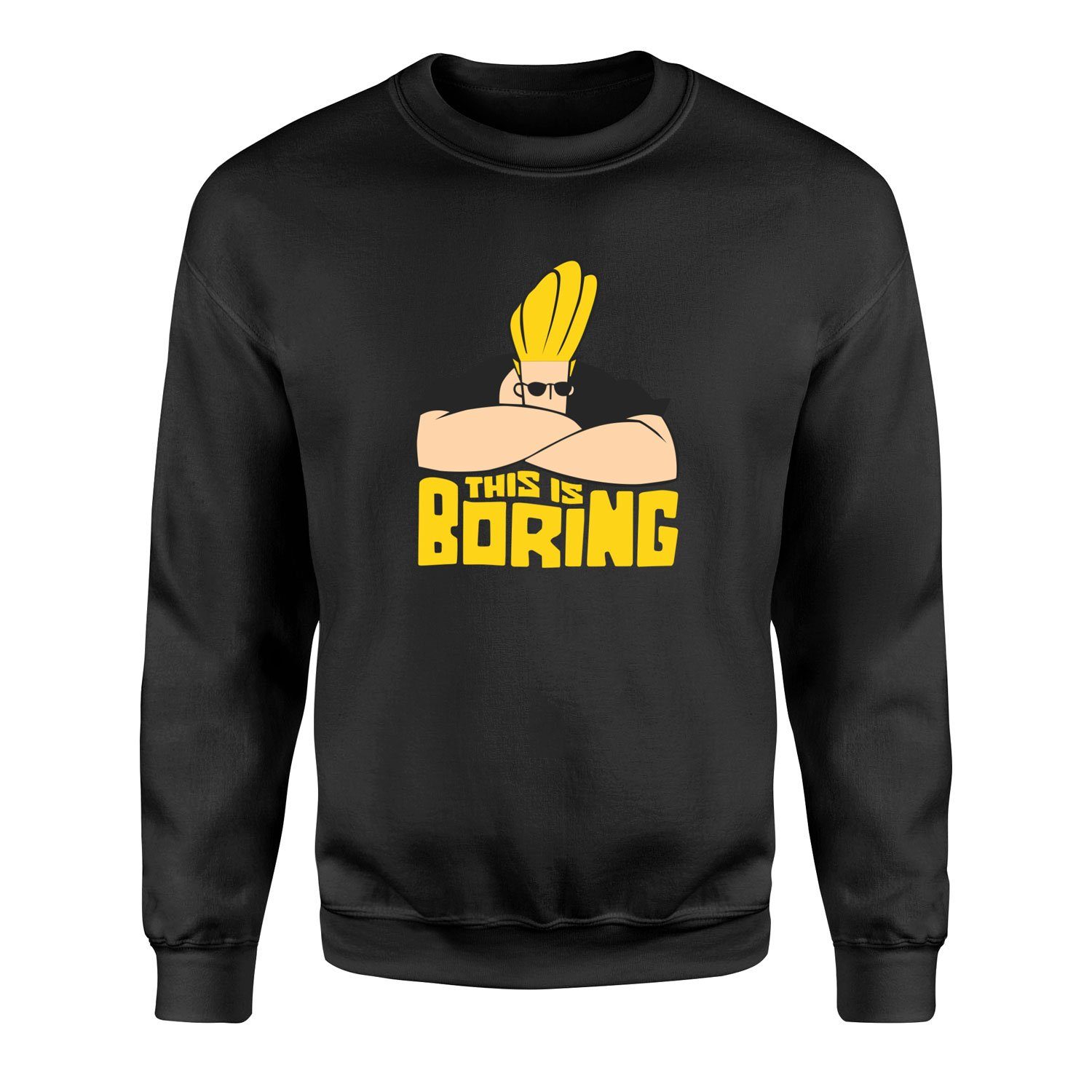 This is Boring | Johnny Bravo Sweatshirt M - Siyah