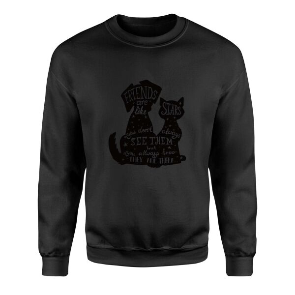 Friends are Like Stars Sweatshirt M - Siyah