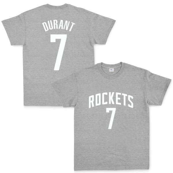 Kevin Durant 7 Rockets Jersey Tişört XL - Gri
