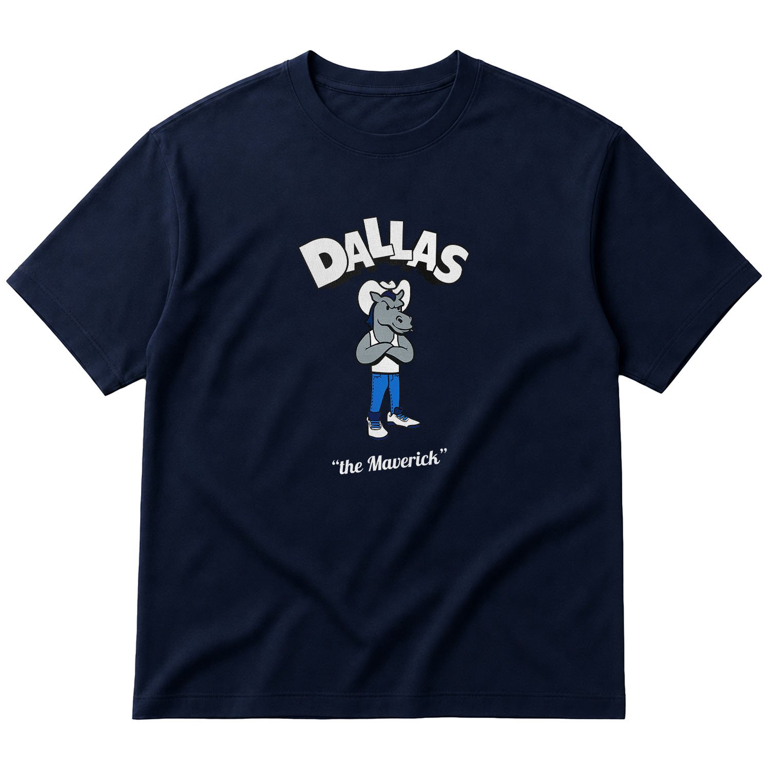 Dallas Cartoon Oversize Tişört M - İndigo Mavisi