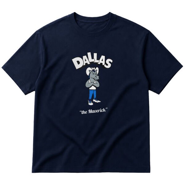 Dallas Cartoon Oversize Tişört M - İndigo Mavisi