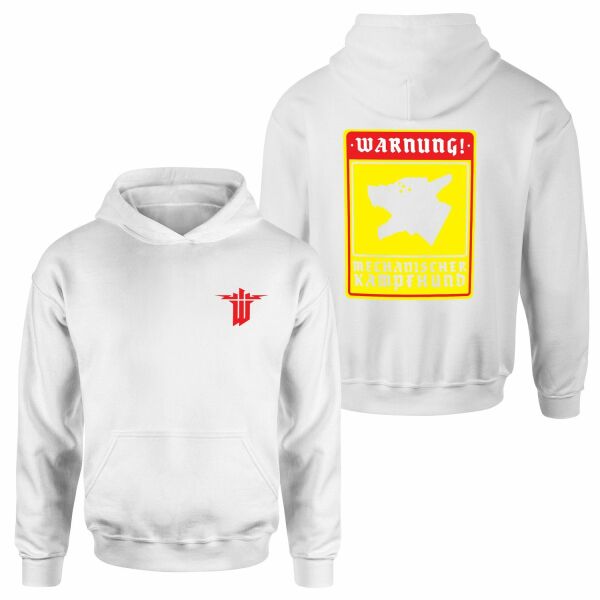 WARNUNG! Mechanischer Kampfhund | Wolfenstein Hoodie S - Beyaz
