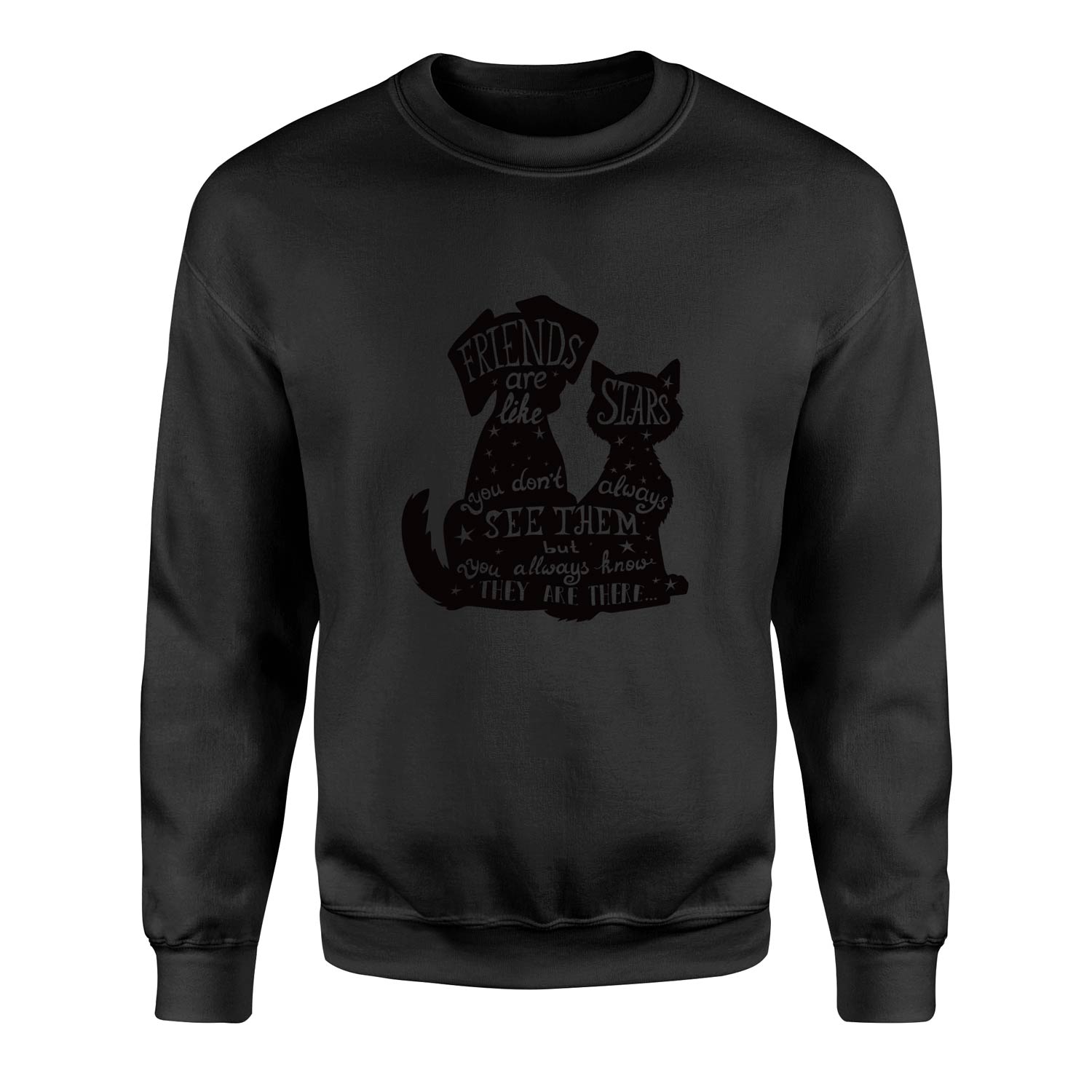 Friends are Like Stars Sweatshirt L - Siyah