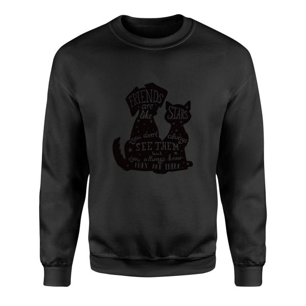 Friends are Like Stars Sweatshirt L - Siyah
