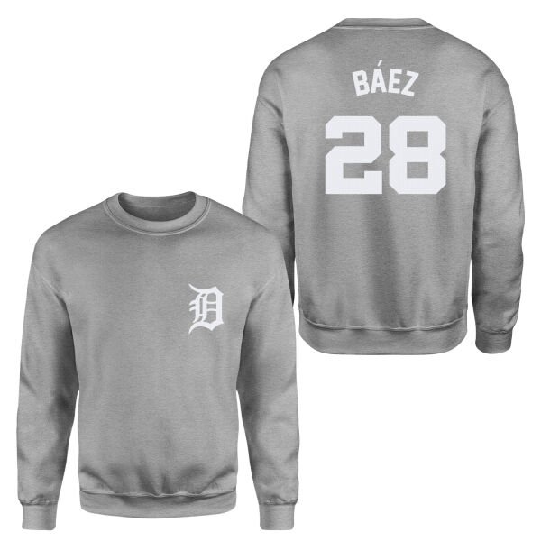 Javier Baez 28 Detroit Tigers Jersey Sweatshirt M - Gri